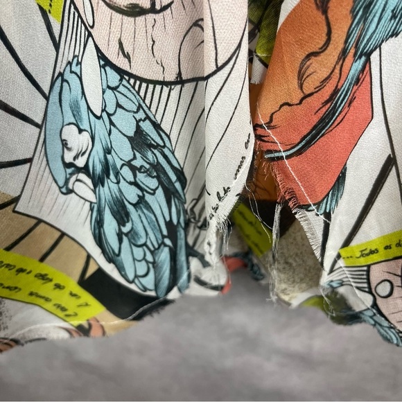 Animale Brazil Comic Print Cartoon Chiffon Maxi Dress In White Size 36 XS - Picture 6 of 8